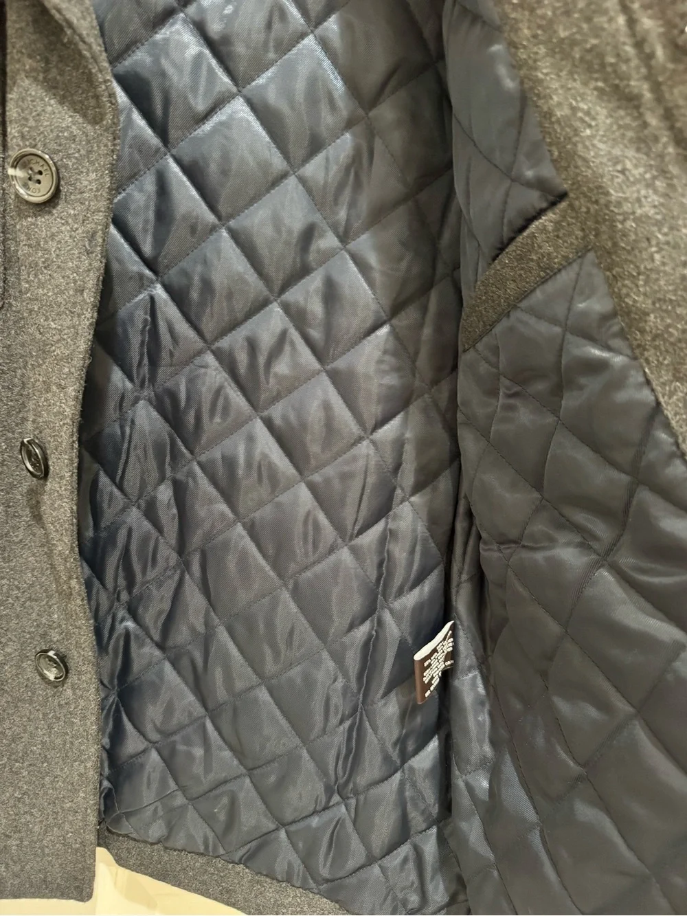 Michael Kors Men's Dark Gray Wool Blend Field Jacket Coat Sz L Button Quilted